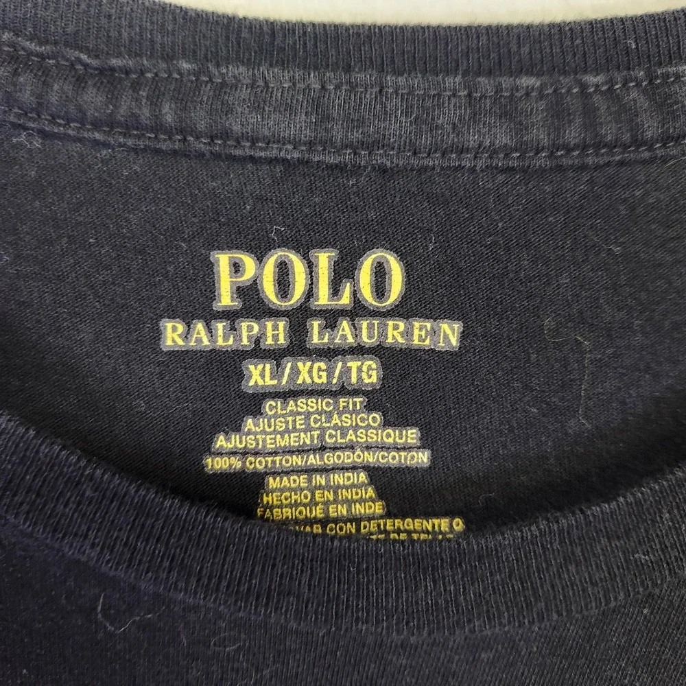 Polo Ralph Lauren Mens XL Black Classic Fit Cotton Crew‎ Neck T-Shirt Red Pony